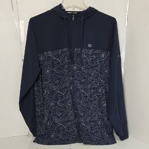 Travis Mathew Blooming Orchid Quarter-zip Navy Performance Hoodie Golf